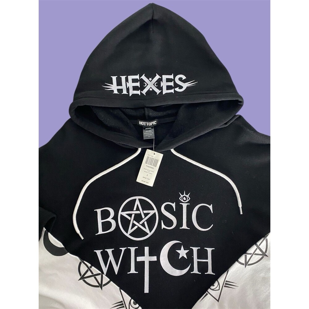 BASIC WITCH Hot Topic Hoodie Size 2X NWT Black Sweatshirt Pagan Wiccan Magic